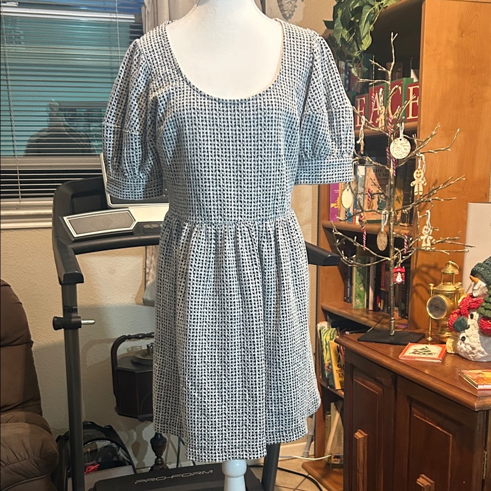 LOFT Black and White Patterned Mini Dress